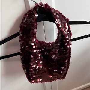Sequin small party bag in Burgundy